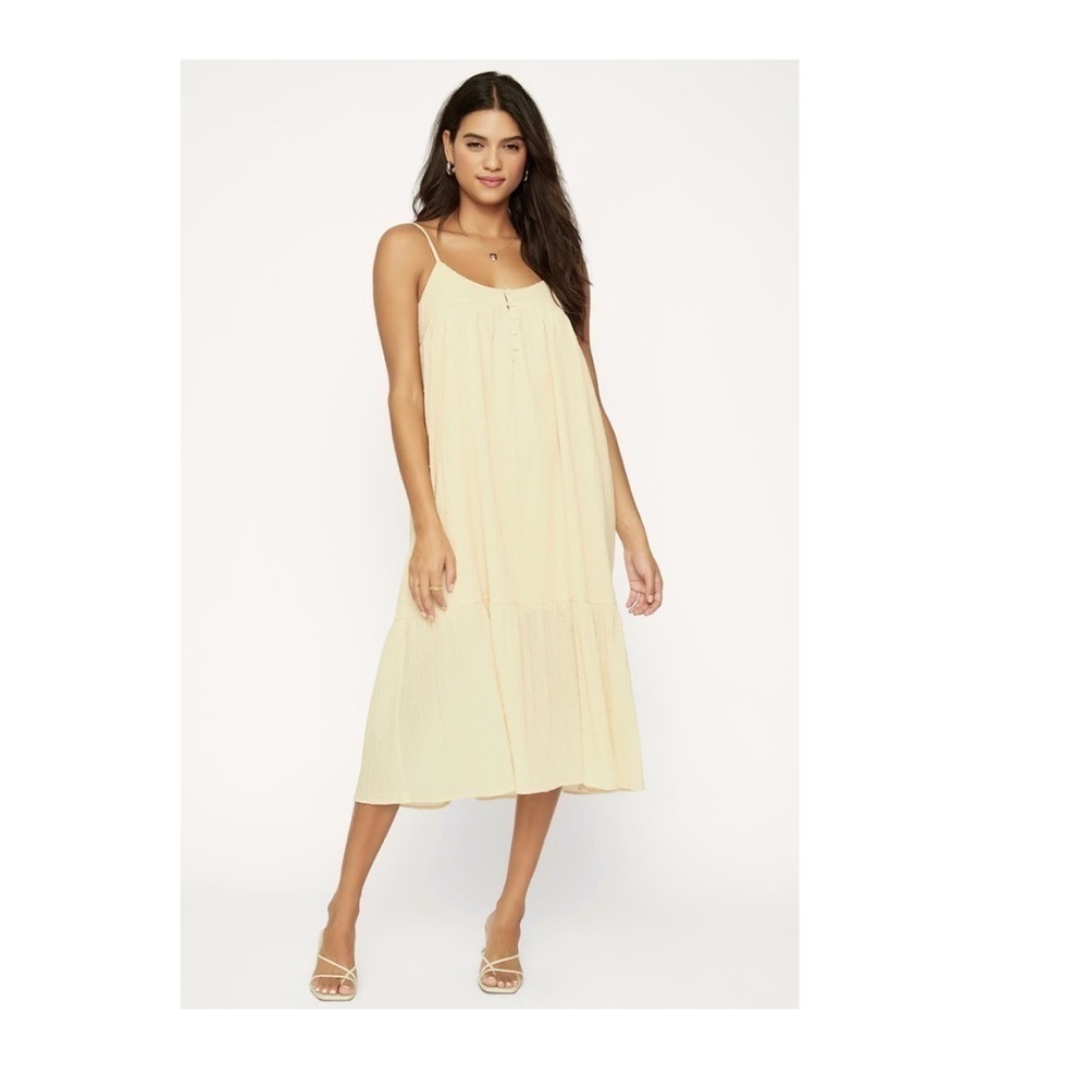 Lost + Wander Nude/ beige sweet lemon pie midi dress swiss dot L NWT